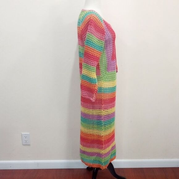 Farm Rio Colorful Rainbow Crochet Knit Dress - XS  **Missing Slip / Dress Only** - Picture 6 of 12